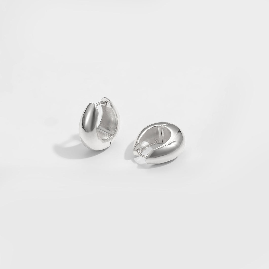 Lovcia U Shape Hoop Earrings 20mm Gold 925 Sterling Silver-Earrings-Yellow Gold-