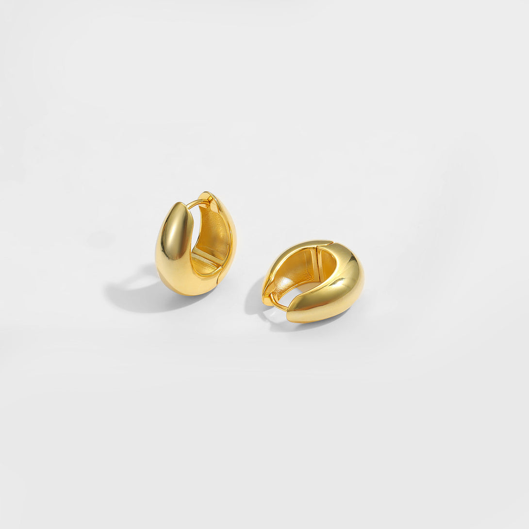 Lovcia U Shape Hoop Earrings 20mm Gold 925 Sterling Silver-Earrings-Yellow Gold-