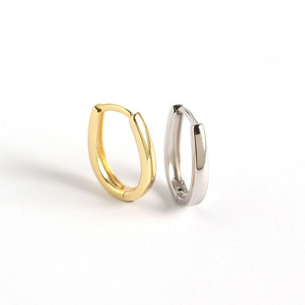 Lovcia U Shape Hoop Earrings 925 Sterling Silver Gold Plated-Earrings-Yellow Gold-