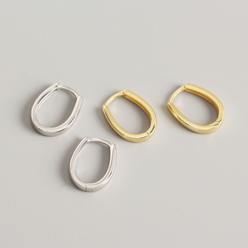 Lovcia U Shape Hoop Earrings 925 Sterling Silver Gold Plated-Earrings-Yellow Gold-