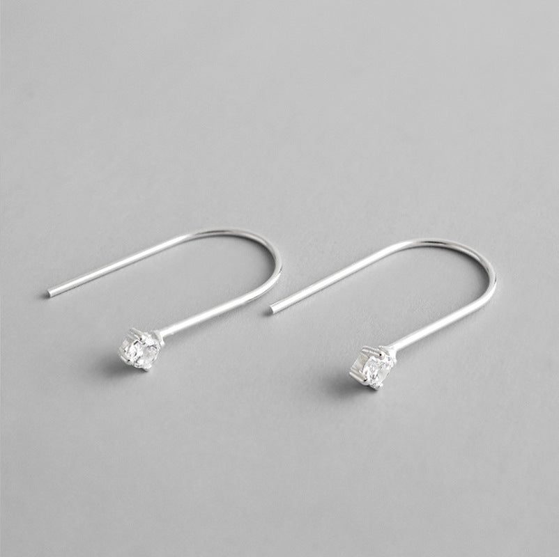 LOVCIA Elegant U-Shaped 925 Sterling Silver Earrings for Women with Cubic Zirconia