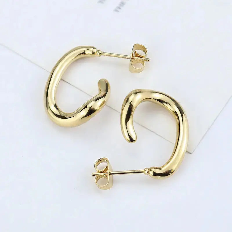 Lovcia U-Shaped Titanium Steel Earrings with Advanced Niche Design-Earrings-Golden Pair-Golden Pair