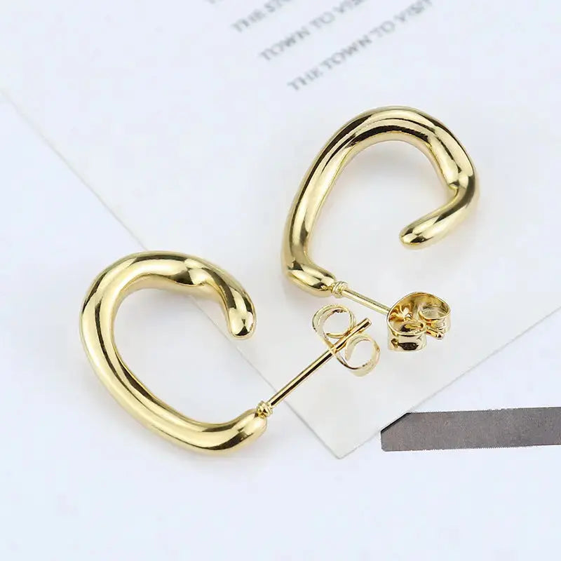 Lovcia U-Shaped Titanium Steel Earrings with Advanced Niche Design-Earrings-Golden Pair-Golden Pair