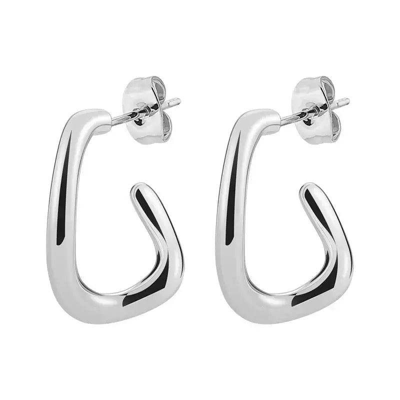 Lovcia U-Shaped Titanium Steel Earrings with Advanced Niche Design-Earrings-Steel Pair-Steel Pair