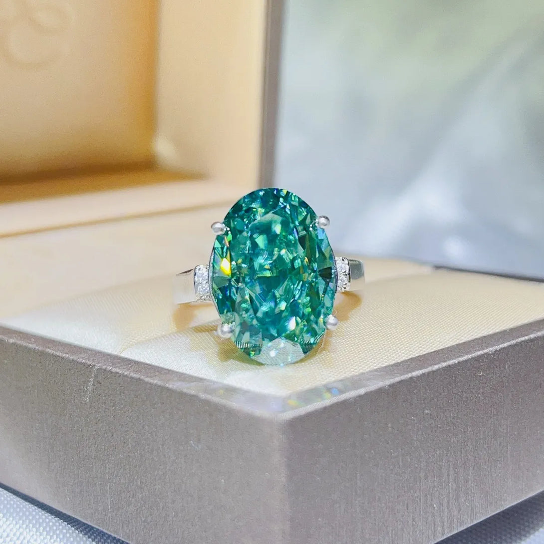 Lovcia Unfurling Teal 5 Carat Moissanite 925 Sterling Silver Ring for Women - Turquoise-5- - Buy latest trendy Rings for Women and Girls
