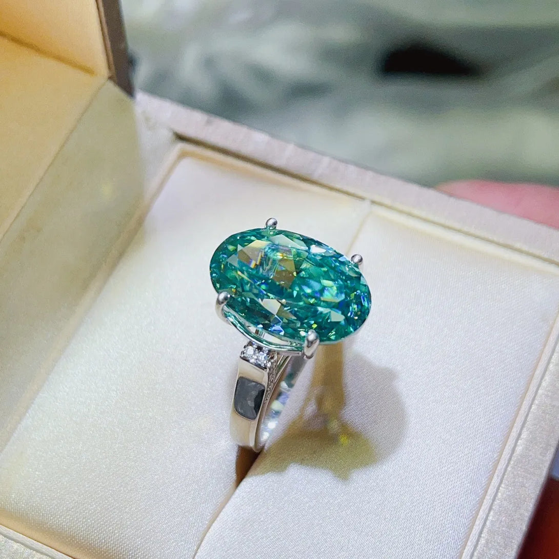 Lovcia Unfurling Teal 5 Carat Moissanite 925 Sterling Silver Ring for Women - Turquoise-5- - Buy latest trendy Rings for Women and Girls