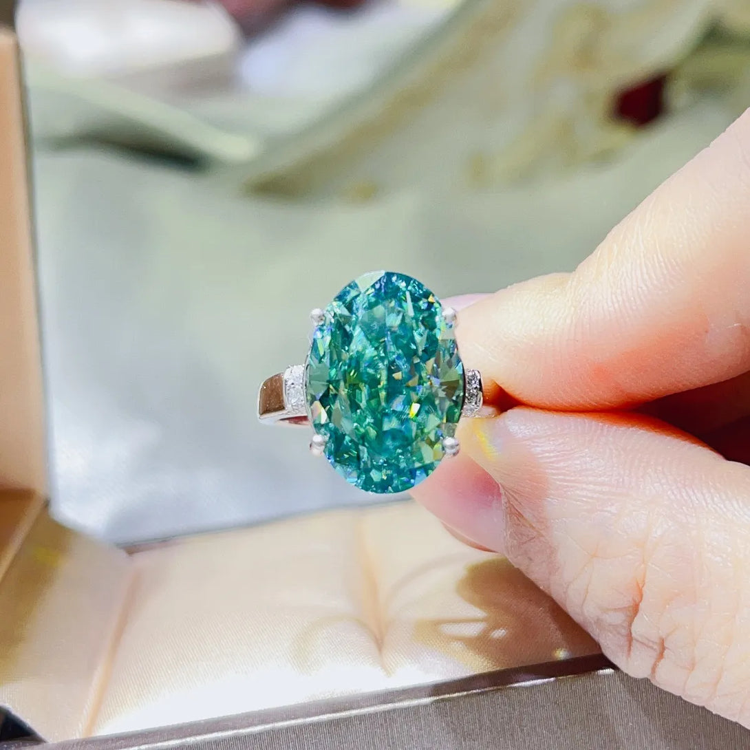 Lovcia Unfurling Teal 5 Carat Moissanite 925 Sterling Silver Ring for Women - Turquoise-5- - Buy latest trendy Rings for Women and Girls