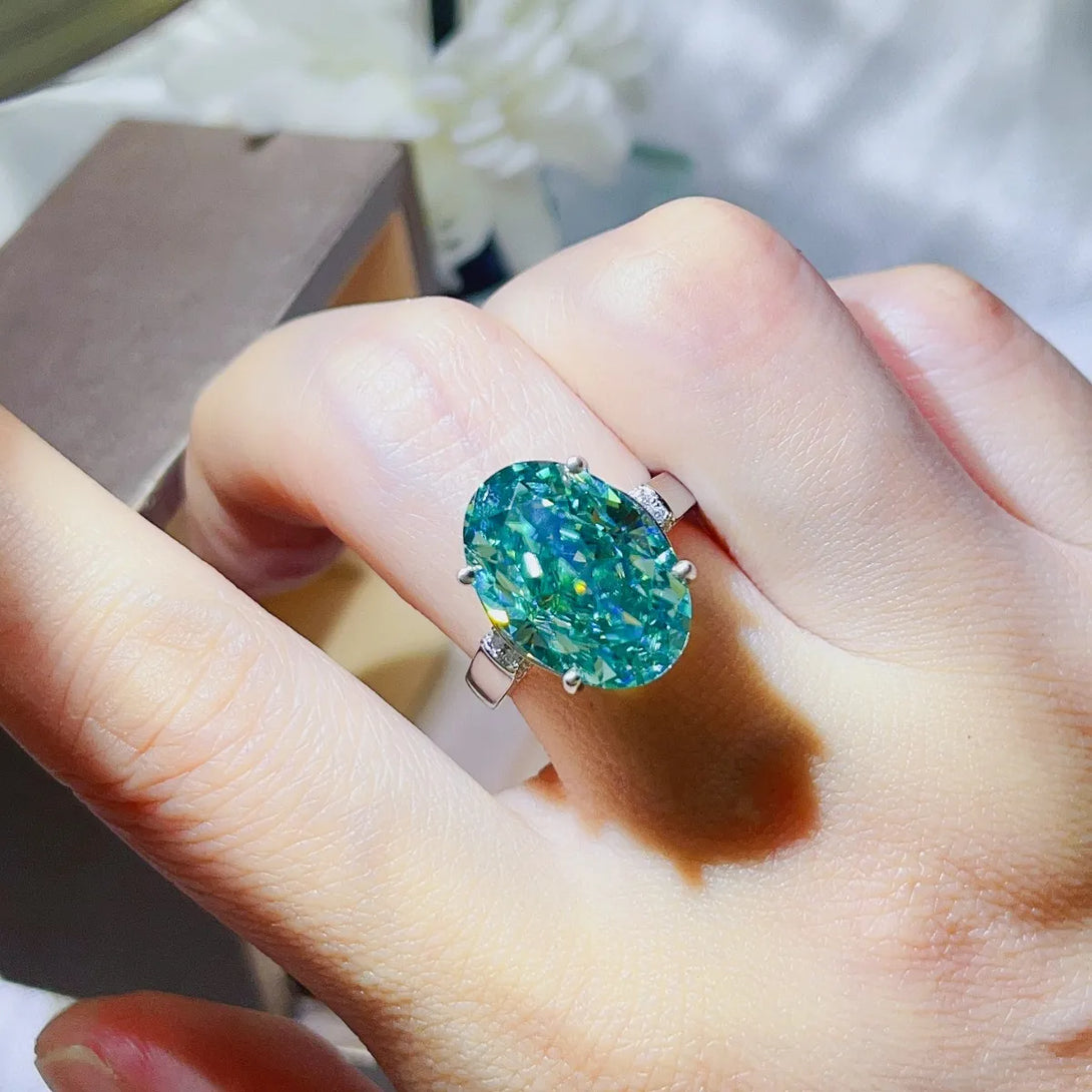 Lovcia Unfurling Teal 5 Carat Moissanite 925 Sterling Silver Ring for Women - Turquoise-5- - Buy latest trendy Rings for Women and Girls