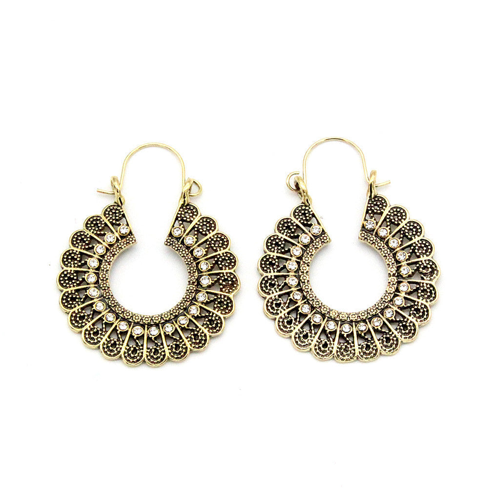 Lovcia Unique Vintage-Inspired Designs Bohemian Hoop Earrings Collection for Women-Earrings-Gold-Gold