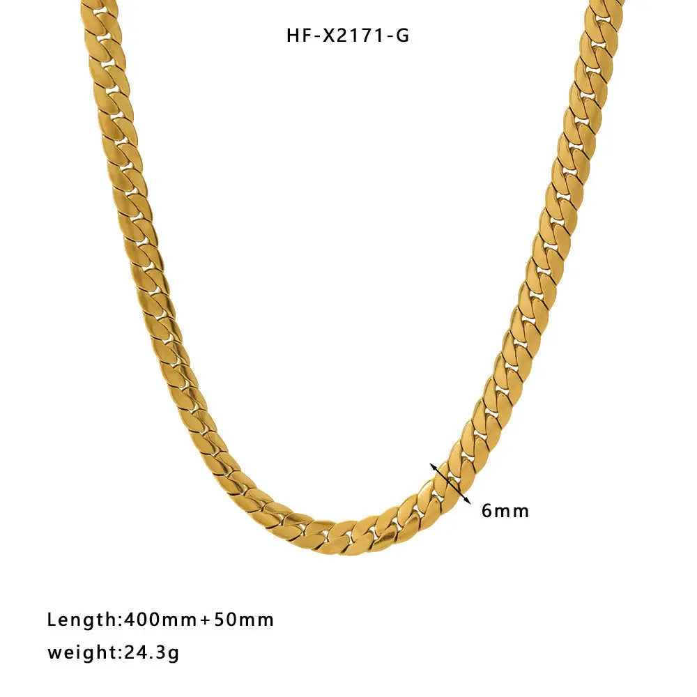 Lovcia Unisex Titanium Steel Chain Necklace - 18K Gold and Silver Plated Stylish Chain Necklace for Men and Women-Necklaces-HF X2171 Gold-18K-HF X2171 Gold