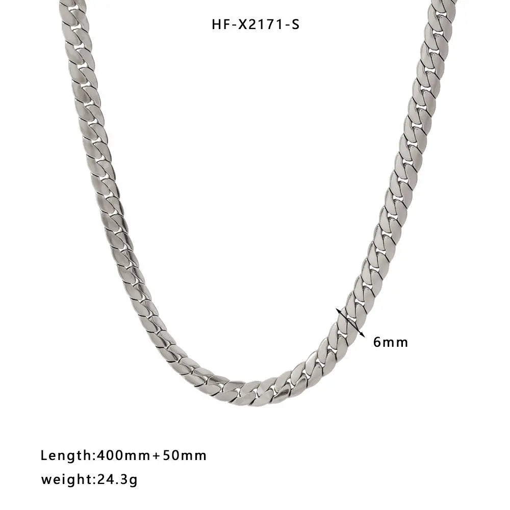 Lovcia Unisex Titanium Steel Chain Necklace - 18K Gold and Silver Plated Stylish Chain Necklace for Men and Women-Necklaces-HF X2171 S-18K-HF X2171 S