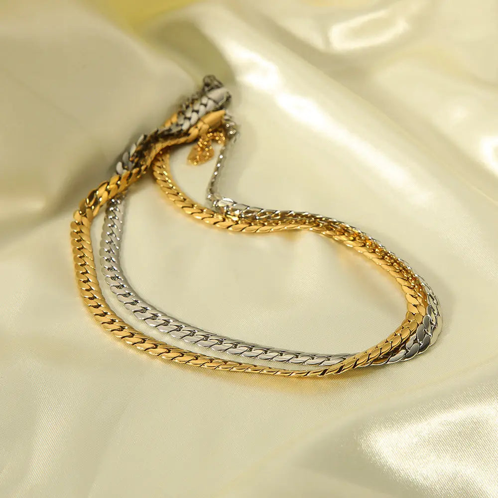 Lovcia Unisex Titanium Steel Chain Necklace - 18K Gold and Silver Plated Stylish Chain Necklace for Men and Women-Necklaces-HF X2171 S-18K-HF X2171 S