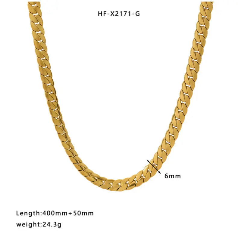 Lovcia Unisex Titanium Steel Chain Necklace - 18K Gold and Silver Plated Stylish Chain Necklace for Men and Women-Necklaces-HF X2171 S-18K-HF X2171 S