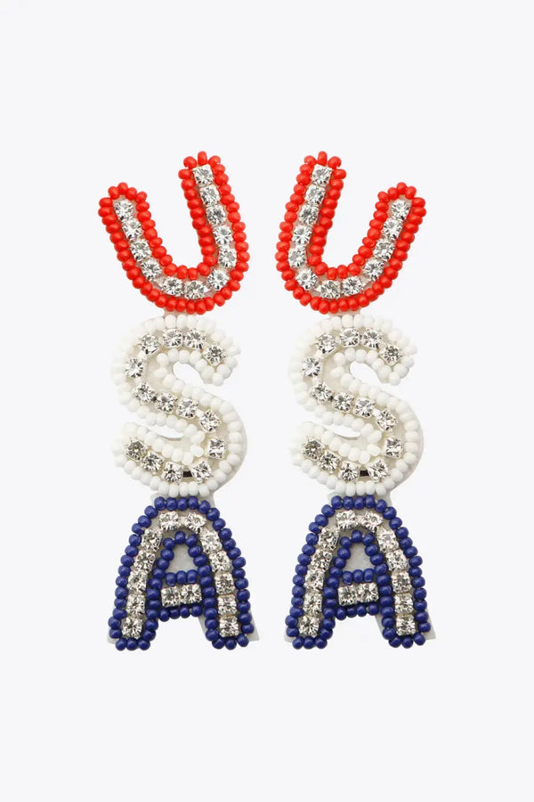 Lovcia USA Beaded Zircon Decor Earrings-Earrings-Multicolor-One Size-Multicolor