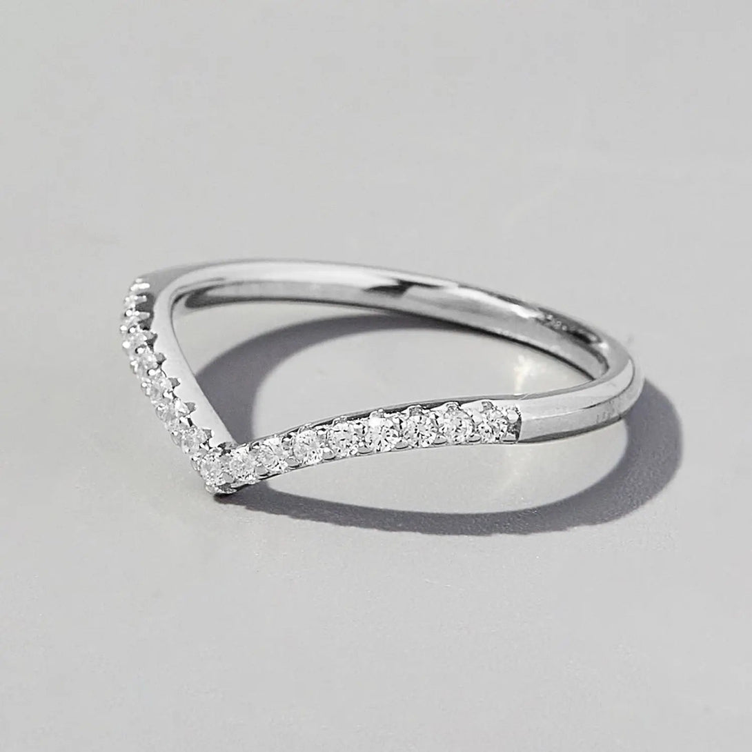 Lovcia V Shape Inlaid Zircon 925 Sterling Silver Ring-Rings-Silver-5-Silver
