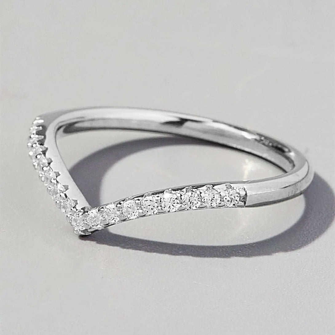 Lovcia V Shape Inlaid Zircon 925 Sterling Silver Ring-Rings-Silver-5-Silver