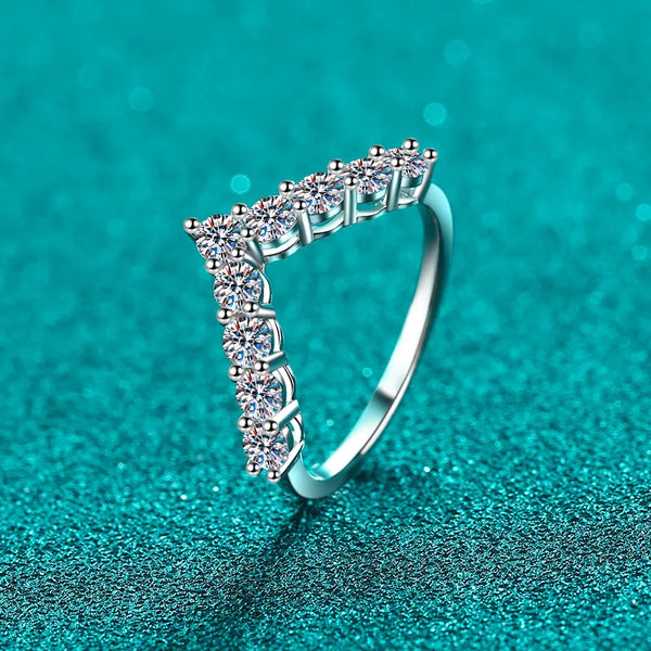 Lovcia Vega Gleam 925 Sterling Silver Moissanite V Shape Ring for Women - Silver-4- - Buy latest trendy Rings for Women and Girls