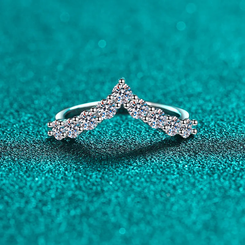 Lovcia Vega Gleam 925 Sterling Silver Moissanite V Shape Ring for Women - Silver-4- - Buy latest trendy Rings for Women and Girls