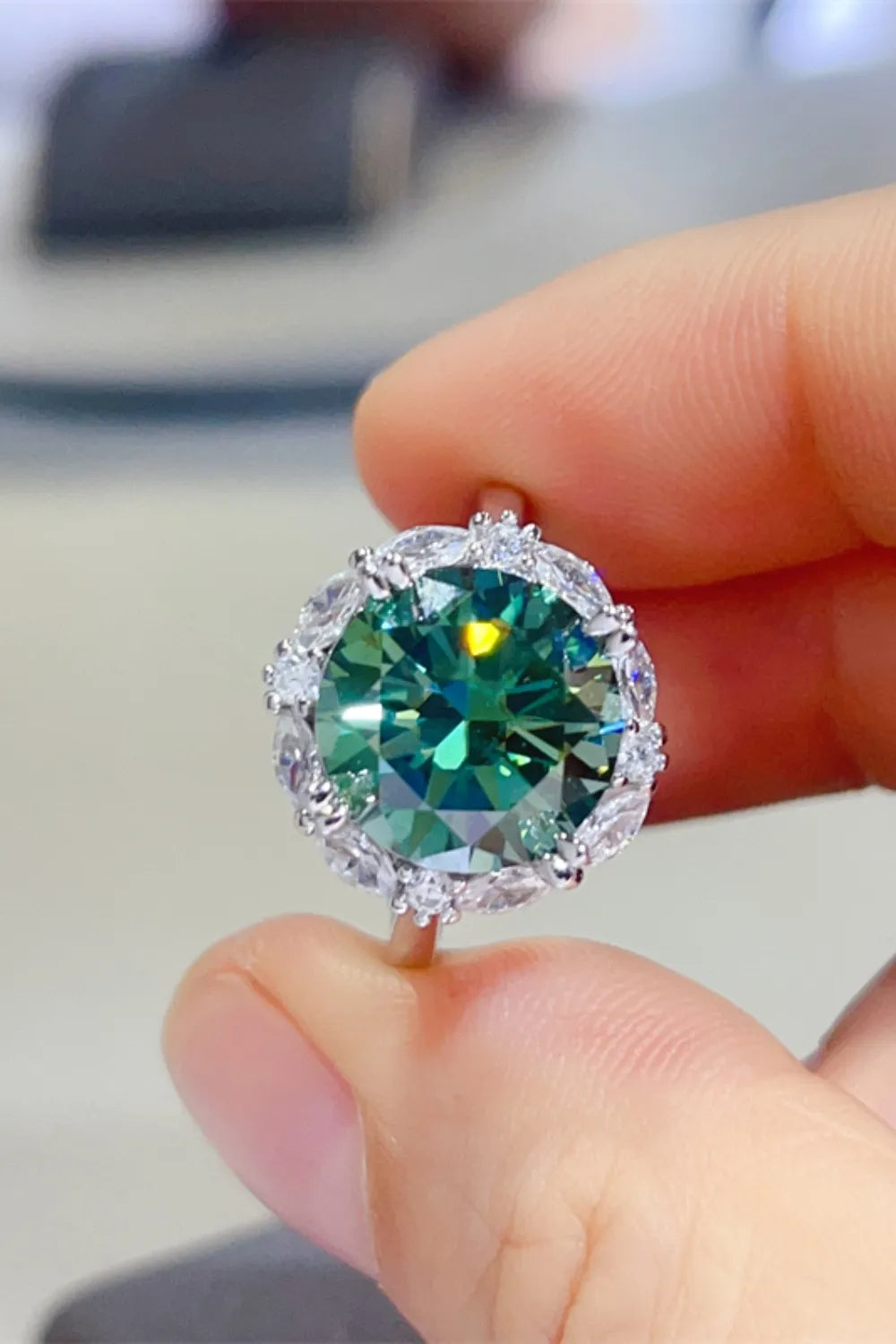 Lovcia Verdantia 5 Carat Moissanite 925 Sterling Silver Ring for Women - Dark Green-5- - Buy latest trendy Rings for Women and Girls