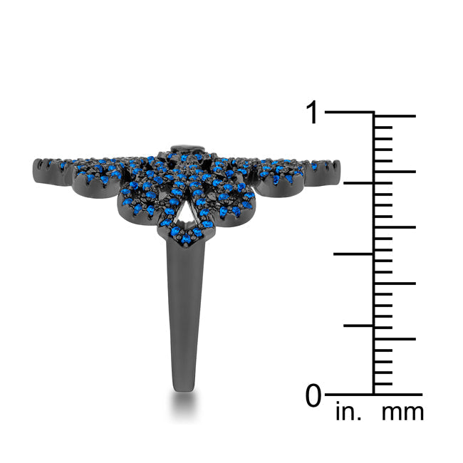 Lovcia Victorian Filigree Sapphire CZ Hematite Cocktail Ring - 1.23ct-Rings-5-5