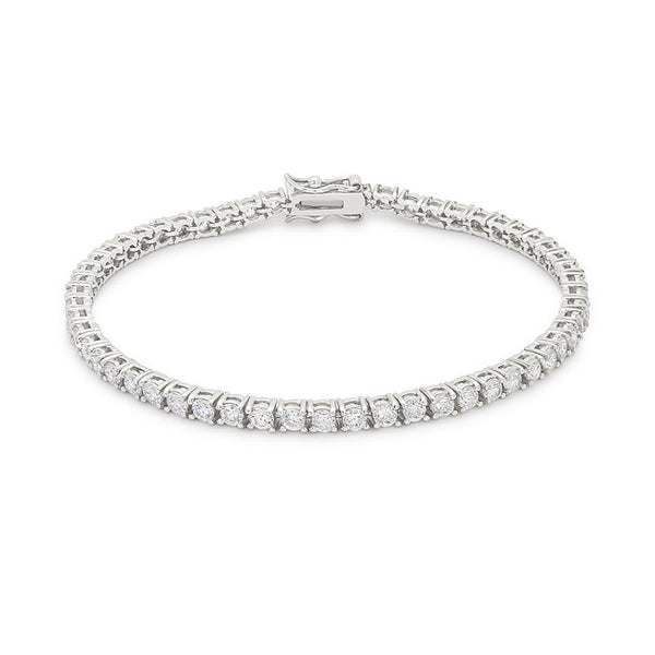 Lovcia Victorian-Inspired Rhodium-Plated Cubic Zirconia Tennis Bracelet-Bracelets-