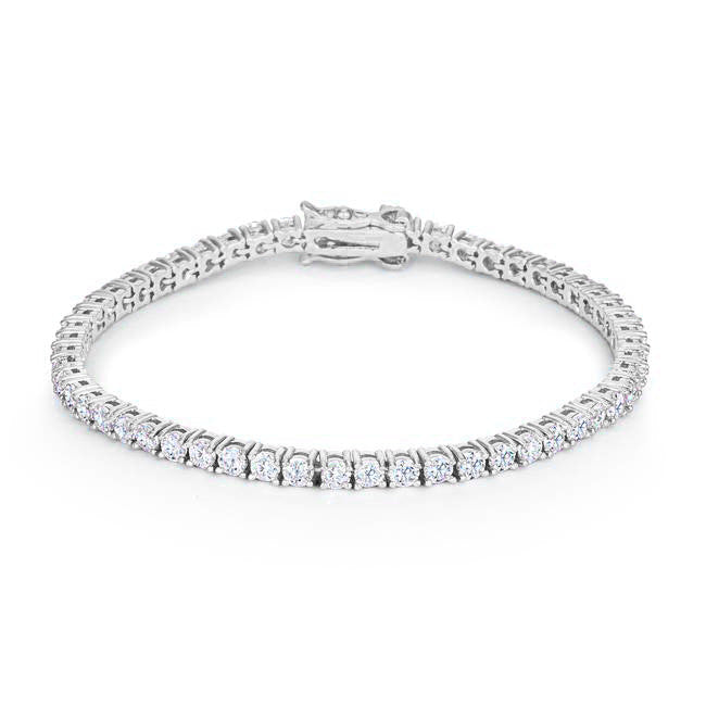 Lovcia Victorian-Style Cubic Zirconia Tennis Bracelet with Rhodium Finish-Bracelets-