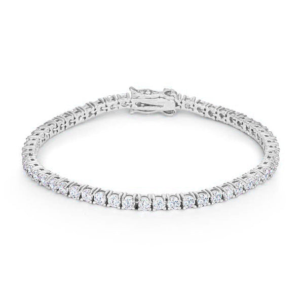 Lovcia Victorian-Style Cubic Zirconia Tennis Bracelet with Rhodium Finish-Bracelets-