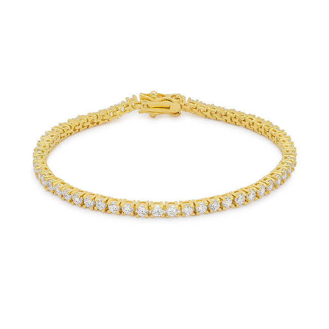 Lovcia Victorian Style Gold Plated Cubic Zirconia 8-Inch Tennis Bracelet-Bracelets-