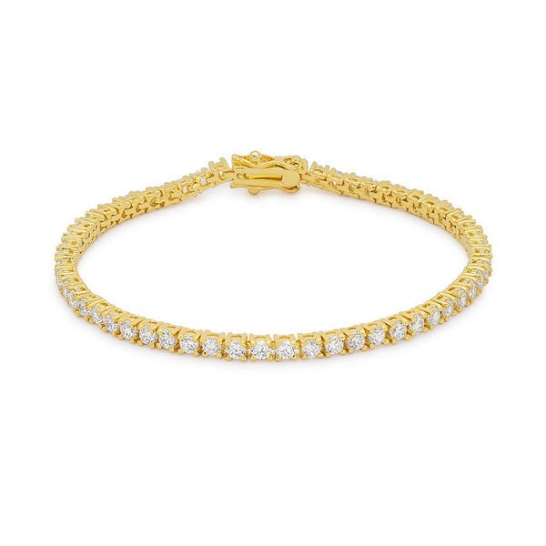 Lovcia Victorian Style Gold Plated Cubic Zirconia 8-Inch Tennis Bracelet-Bracelets-