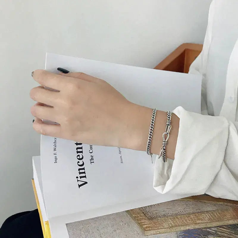 Lovcia Vinatge Hollow Chain Fashion 925 Sterling Silver Bracelet