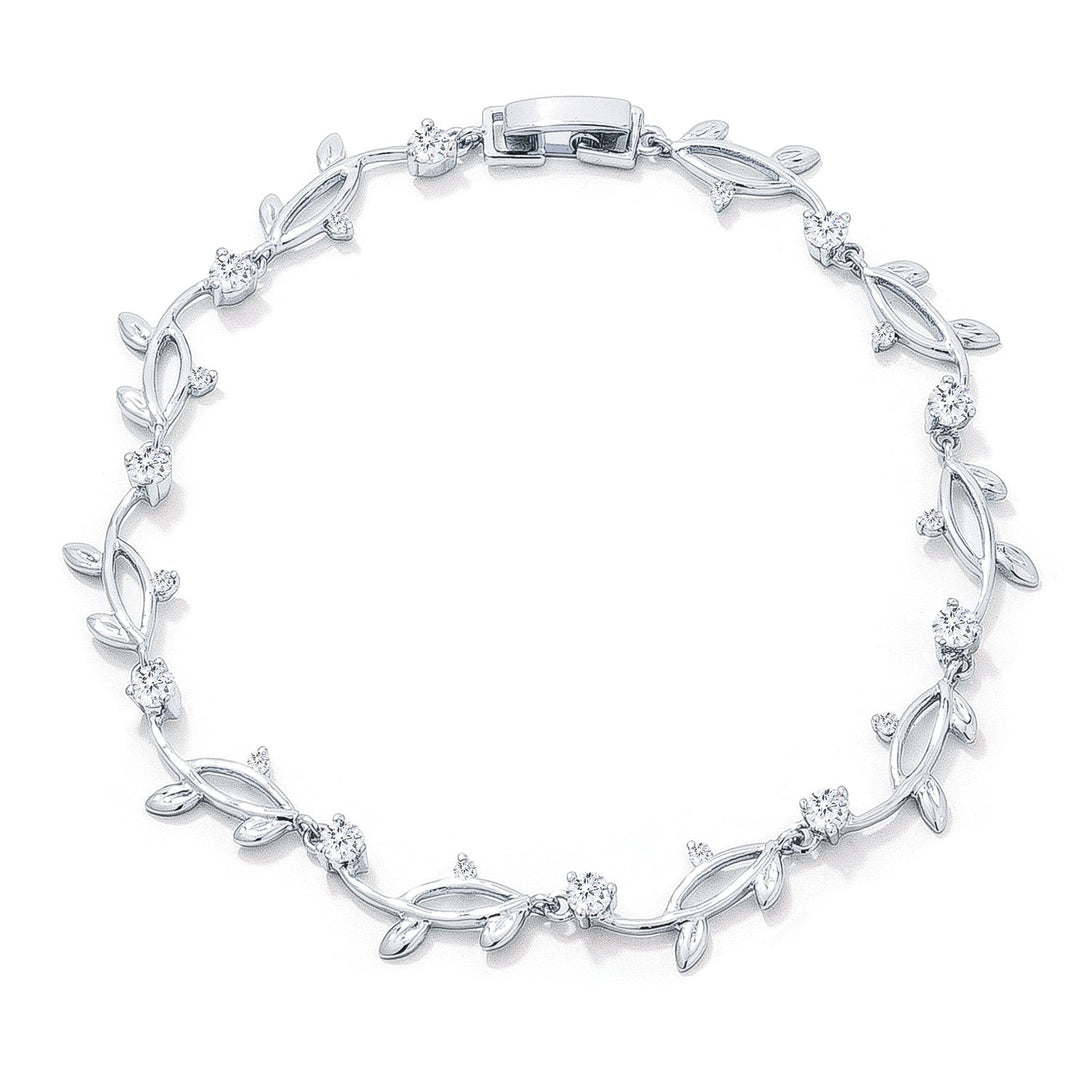 Lovcia Vine Elegance Cubic Zirconia Rhodium Bracelet-Bracelets-