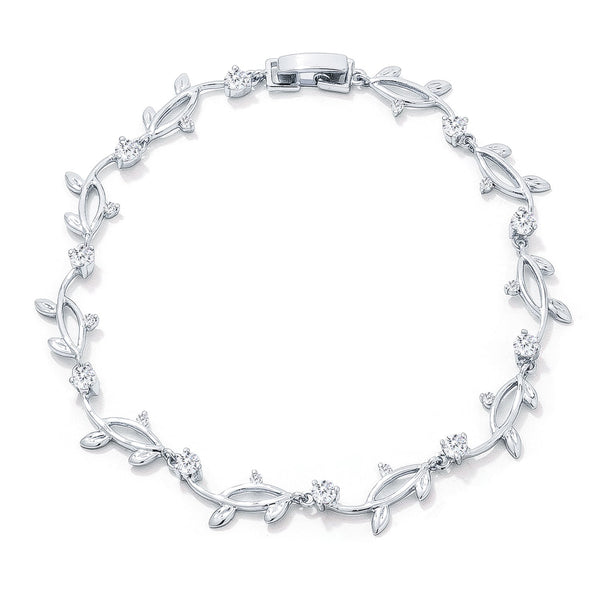 Lovcia Vine Elegance Cubic Zirconia Rhodium Bracelet-Bracelets-