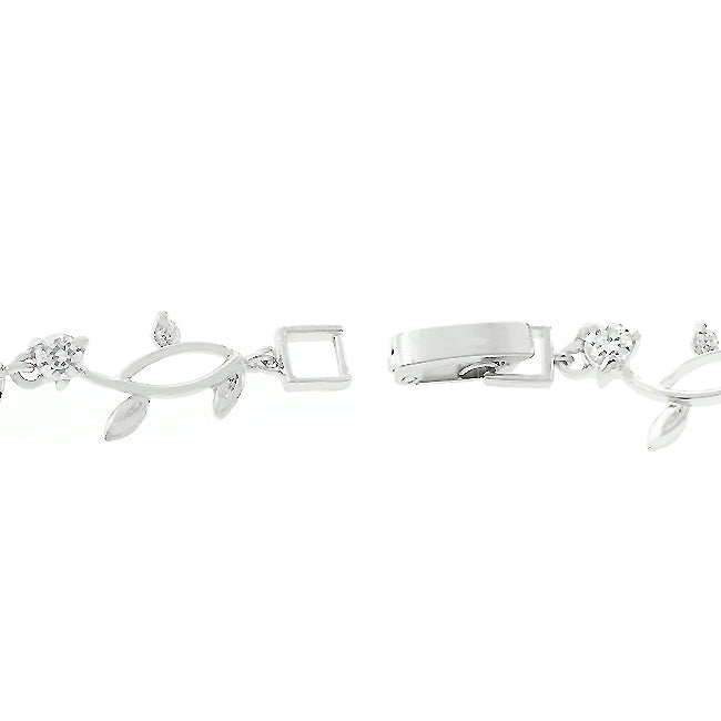 Lovcia Vine Elegance Cubic Zirconia Rhodium Bracelet-Bracelets-