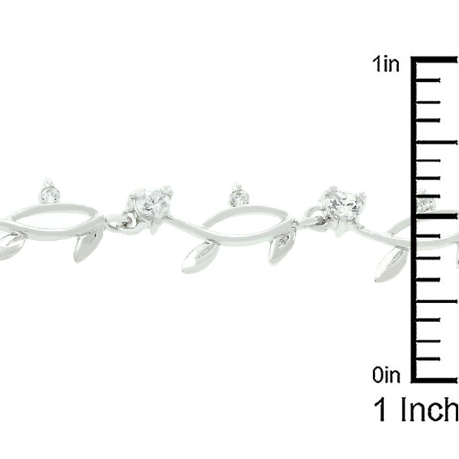 Lovcia Vine Elegance Cubic Zirconia Rhodium Bracelet-Bracelets-