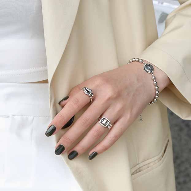 Lovcia Vintage 925 Sterling Silver Adjustable Ring Jewellery-Rings-