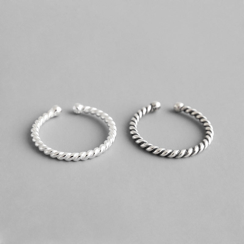 Lovcia Vintage 925 Sterling Silver Adjustable Ring Twisted-Rings-#966 & 3mm Vintage-#966 & 3mm Vintage