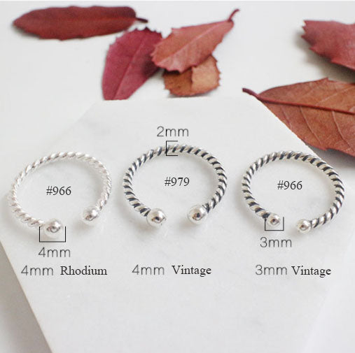 Lovcia Vintage 925 Sterling Silver Adjustable Ring Twisted-Rings-#966 & 3mm Vintage-#966 & 3mm Vintage