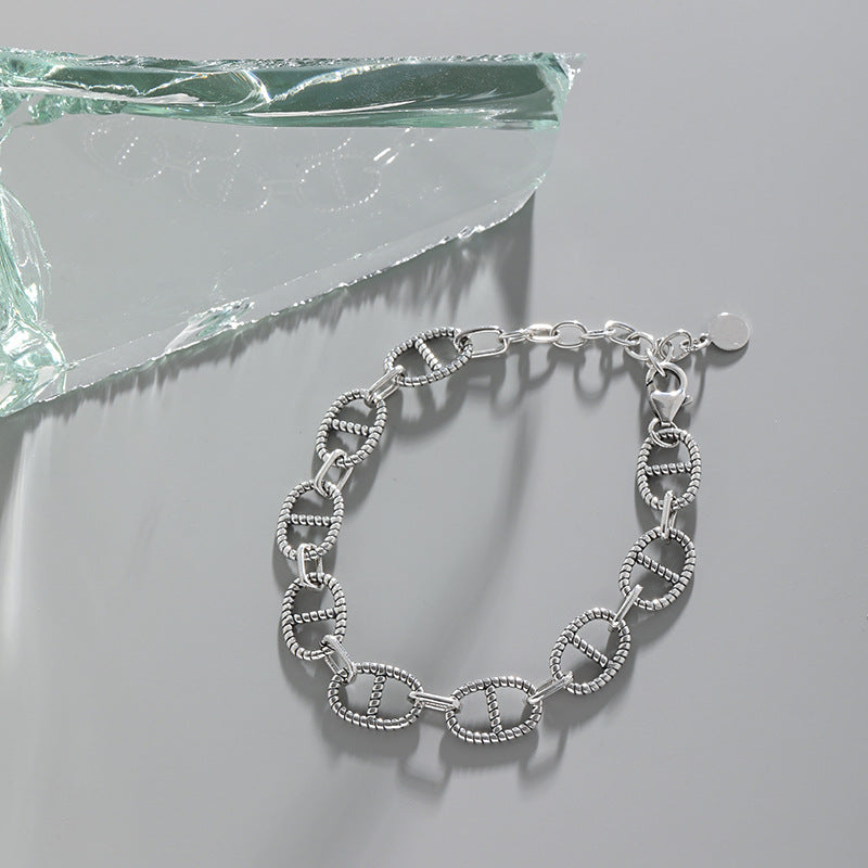 Lovcia Vintage 9mm Marina Chain Sterling Silver Bracelet-Bracelets-