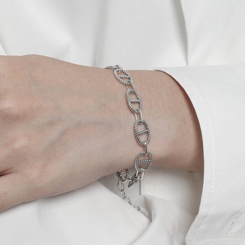 Lovcia Vintage 9mm Marina Chain Sterling Silver Bracelet-Bracelets-