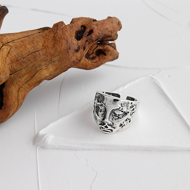Lovcia Vintage Abstract Portrait Sterling Silver Ring-Rings-Vintage-Vintage