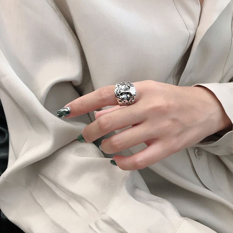Lovcia Vintage Abstract Portrait Sterling Silver Ring-Rings-Vintage-Vintage