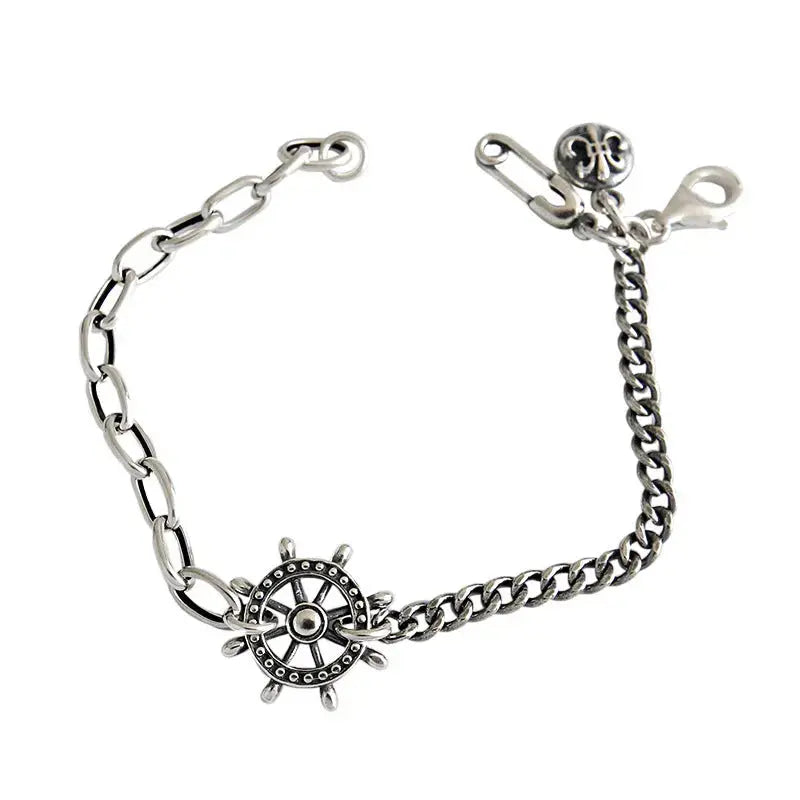 Lovcia Vintage Asymmetry Rudder 925 Sterling Silver Bracelet-Bracelets-Vintage-Vintage