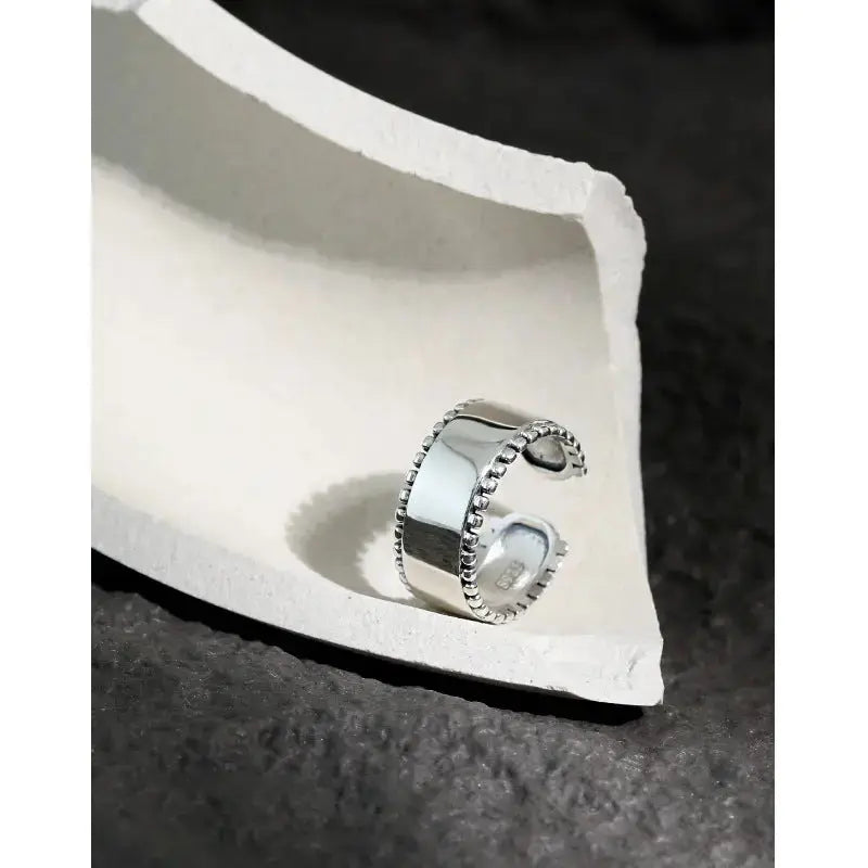 Lovcia Vintage Beads Border Wide 925 Sterling Silver Adjustable Ring-Rings-Vintage-Vintage