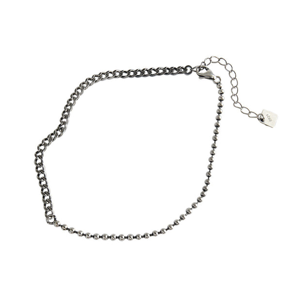 Lovcia Vintage Beads Curb Chain 925 Silver Anklet 195mm-Anklets-Vintage-