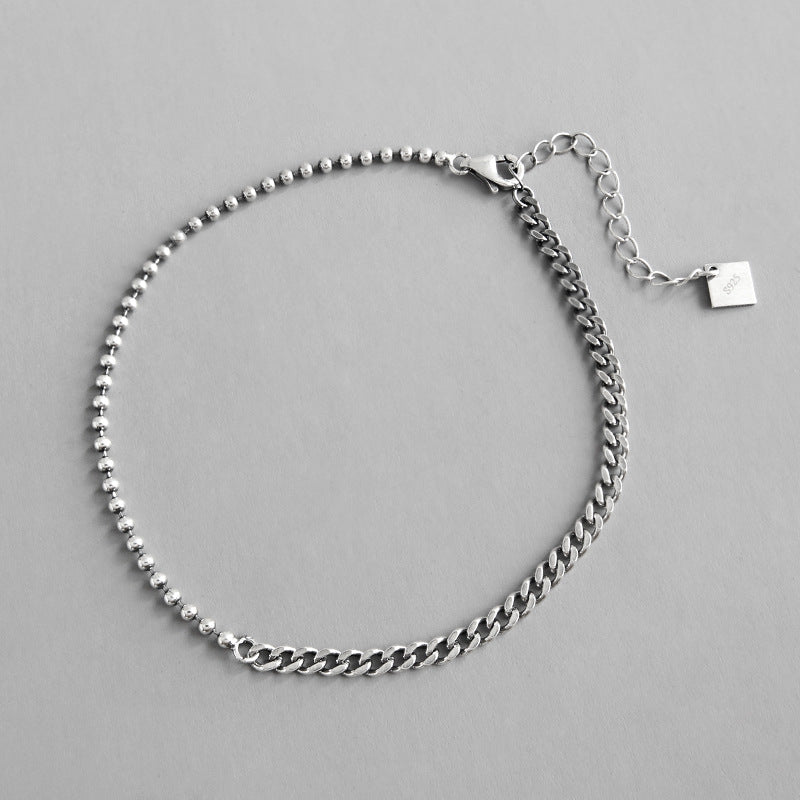 Lovcia Vintage Beads Curb Chain 925 Silver Anklet 195mm-Anklets-Vintage-