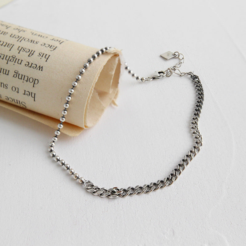 Lovcia Vintage Beads Curb Chain 925 Silver Anklet 195mm-Anklets-Vintage-