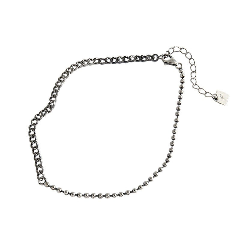 Lovcia Vintage Beads Curb Chain 925 Silver Anklet 195mm-Anklets-Vintage-