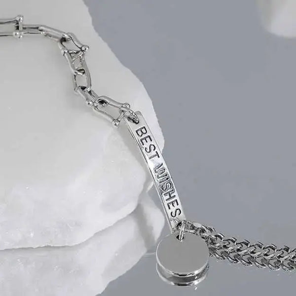 Lovcia Vintage BEST WISHES Letters 925 Sterling Silver Bracelet-Bracelets-
