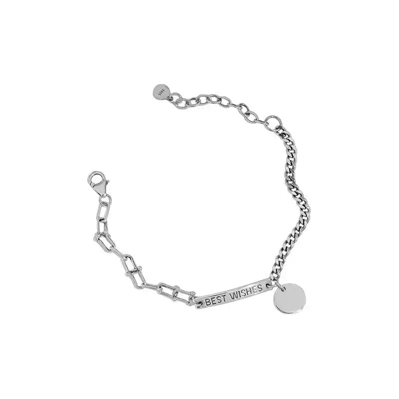 Lovcia Vintage BEST WISHES Letters 925 Sterling Silver Bracelet-Bracelets-