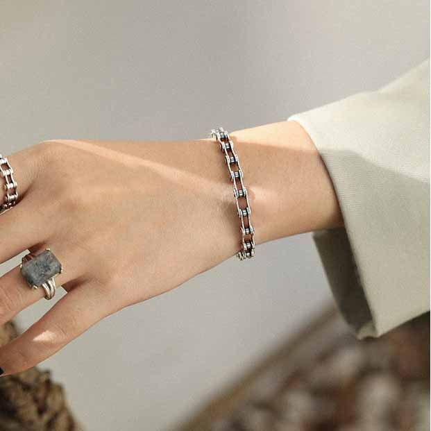 Lovcia Vintage Bicycle Chain Bracelet 925 Silver 4.8mm-Bracelets-190Mm-190Mm